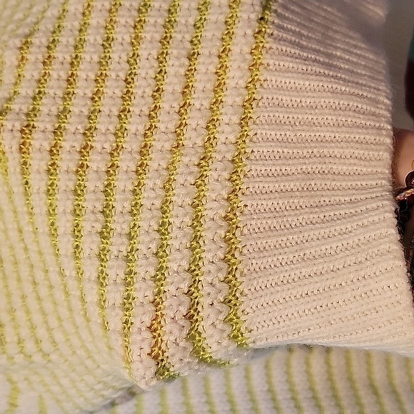 Delia's Vintange Striped Cropped Sweater Lime Green And White Size Medium - Picture 4 of 10